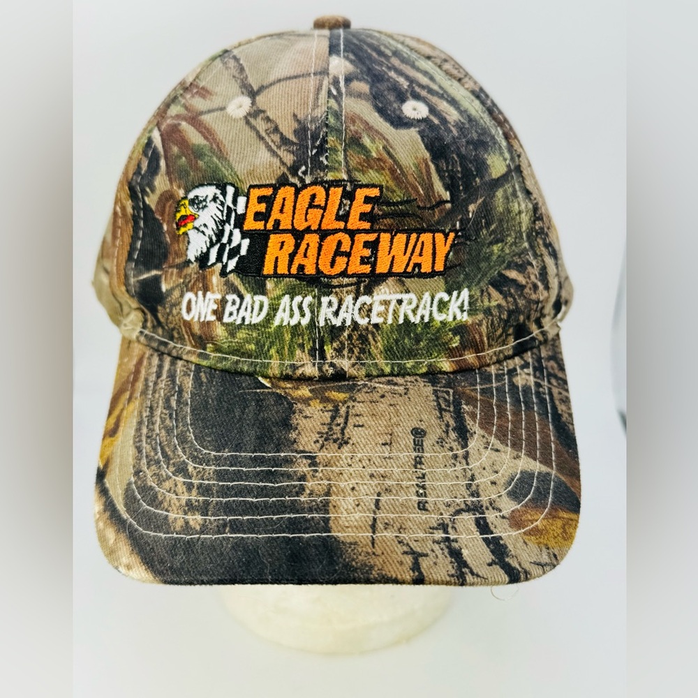 Eagle Raceway Racetrack Camo Strapback Hat Cap Adjustable Nebraska Kati Brand